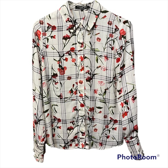 Rachel Roy Collection White Floral Ruffle Trimmed Blouse sz 6 - Picture 1 of 4